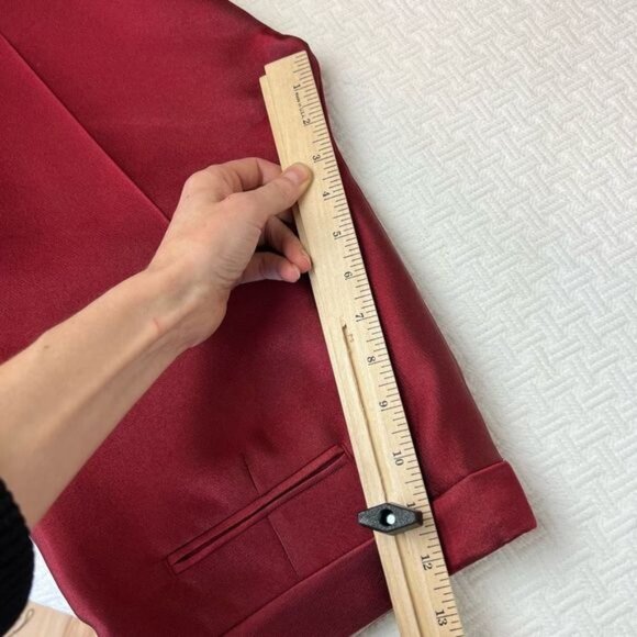 Vintage Celine Women’s 40 US 12 Red Silk Pleated Dress Pants Cropped Pockets - Picture 7 of 13
